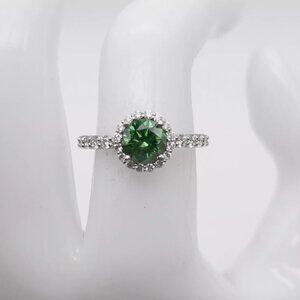 2ct Genuine Green Halo Diamond VS H 18k White Gold Wedding Ring
